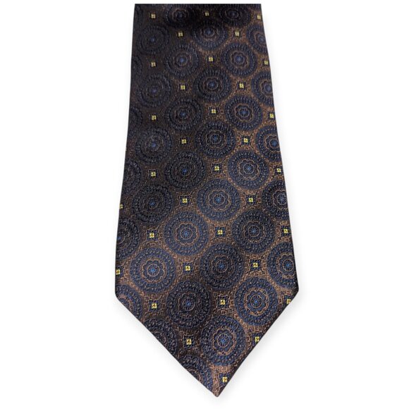 Land's End Blue & Brown/Tan 100% Silk Men's Neck Tie - Picture 1 of 7